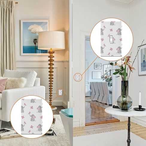 Cute Elephant Baby Play With Butterfly Animal Print On White Toggle Switch Cover Switch Plate 2.9" X 4.6" Light Outlet Wall Plate Decoration Wallplate Cover in Kuwait