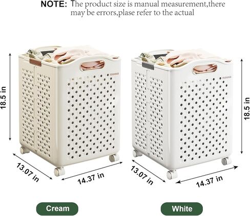 Collapsible Laundry Basket with Wheels and Handle, Plastic Foldable Laundry Hamper, Versatile Portable Storage Basket, Durable and Practical for Laundry and Bathroom (Delicate-54L) in Saudi Arabia