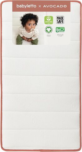 babyletto Avocado Baby Crib Mattress - GOTS, Made Safe, GREENGUARD Gold Certified - Dual Sided Infant & Toddler Mattress - Flippable & Breathable - ‎52 x 28.25 x 5.5 Inches for Standard Size Crib in Kuwait