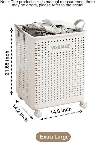 Collapsible Laundry Basket with Wheels and Handle, Plastic Foldable Laundry Hamper, Versatile Portable Storage Basket, Durable and Practical for Laundry and Bathroom (Delicate-54L) in Saudi Arabia