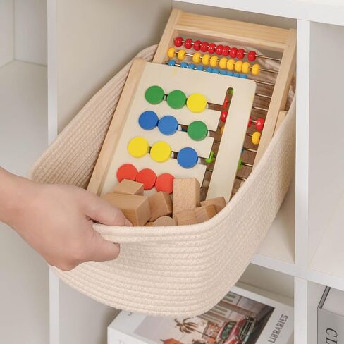 CubesLand Cute and Durable Small Cotton Rope Basket for Organizing, Woven Closet Storage Bin,Shelves Closet Storage Basket, Bathroom Storage Organizer Bin, Nursery Toy Basket Bin, White Basket in Saudi Arabia