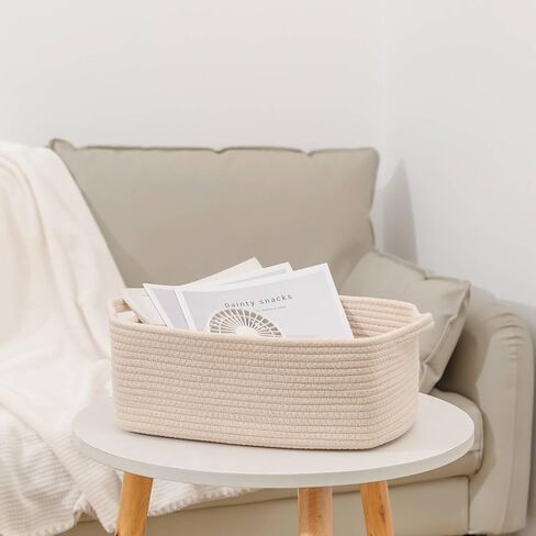 CubesLand Cute and Durable Small Cotton Rope Basket for Organizing, Woven Closet Storage Bin,Shelves Closet Storage Basket, Bathroom Storage Organizer Bin, Nursery Toy Basket Bin, White Basket in Saudi Arabia