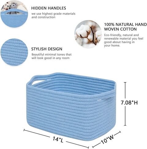 CubesLand Cute and Durable Small Cotton Rope Basket for Organizing, Woven Closet Storage Bin,Shelves Closet Storage Basket, Bathroom Storage Organizer Bin, Nursery Toy Basket Bin, White Basket in Saudi Arabia