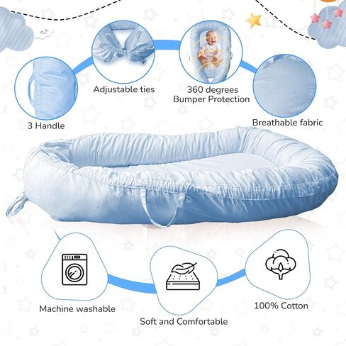Baby Lounger Nest | Super Soft 100% Cotton Cover | Lightweight & Portable | Newborn to 24 Months | Machine Washable | Tummy Time | Diaper Changes (Baby Pink) in Saudi Arabia