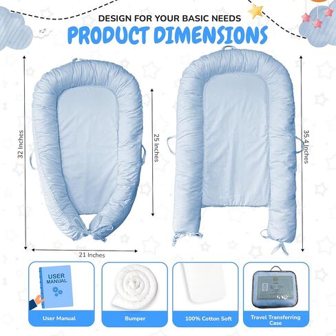 Baby Lounger Nest | Super Soft 100% Cotton Cover | Lightweight & Portable | Newborn to 24 Months | Machine Washable | Tummy Time | Diaper Changes (Baby Pink) in Saudi Arabia