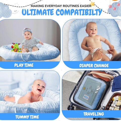 Baby Lounger Nest | Super Soft 100% Cotton Cover | Lightweight & Portable | Newborn to 24 Months | Machine Washable | Tummy Time | Diaper Changes (Baby Pink) in Saudi Arabia