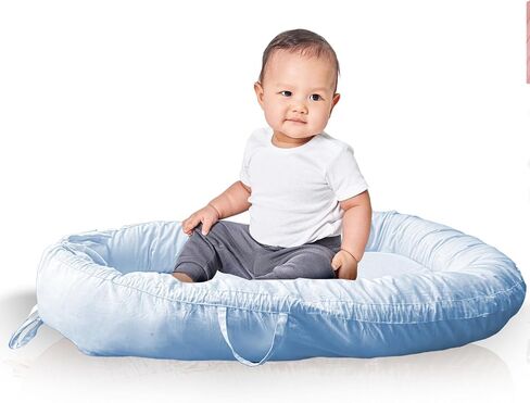 Baby Lounger Nest | Super Soft 100% Cotton Cover | Lightweight & Portable | Newborn to 24 Months | Machine Washable | Tummy Time | Diaper Changes (Baby Pink) in Saudi Arabia
