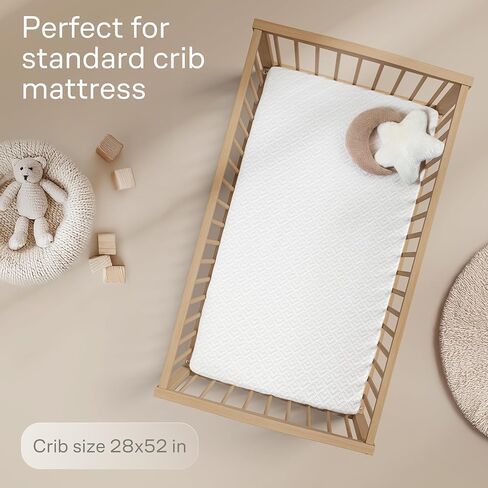 Niagara Crib 2 Pack 100% Waterproof Mattress Protector, Soft Breathable Crib Mattress Protector with Deep Pocket, Crib Mattress Pad for Toddler and Baby (52x28, White) - Viscose Made from Bamboo in Kuwait