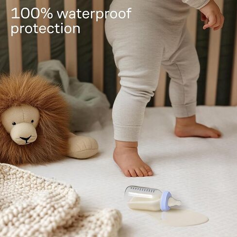 Niagara Crib 2 Pack 100% Waterproof Mattress Protector, Soft Breathable Crib Mattress Protector with Deep Pocket, Crib Mattress Pad for Toddler and Baby (52x28, White) - Viscose Made from Bamboo in Kuwait