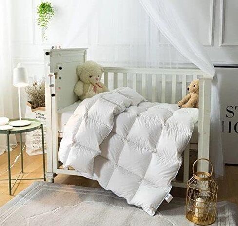 Continental Bedding Toddler Comforter, Microfiber Duvet Insert, Sleep Blanket with Cotton Shell, Fits Standard Crib, Toddler Bed, 39x47 Inches, White in Kuwait