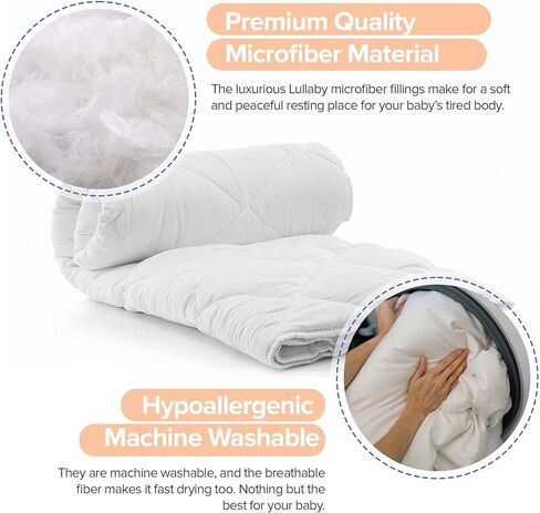 Continental Bedding Toddler Comforter, Microfiber Duvet Insert, Sleep Blanket with Cotton Shell, Fits Standard Crib, Toddler Bed, 39x47 Inches, White in Kuwait