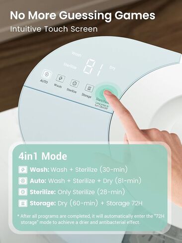 GROWNSY DeepClean Bottle Washer Pro, Baby Bottle Washer and Sterilizer and Dryer, Effortless Washing Machine for Bottle Cleaner, Pump Parts, Pacifiers - Wash, Sterilize and Dry with One Touch (Blue) in Saudi Arabia