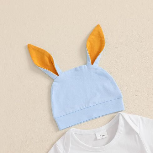 My 1st Easter Newborn Baby Boy Clothes Letter Rabbit Print Crewneck Romper Carrot Bunny Pants Set 3Pcs Spring Outfit in Kuwait