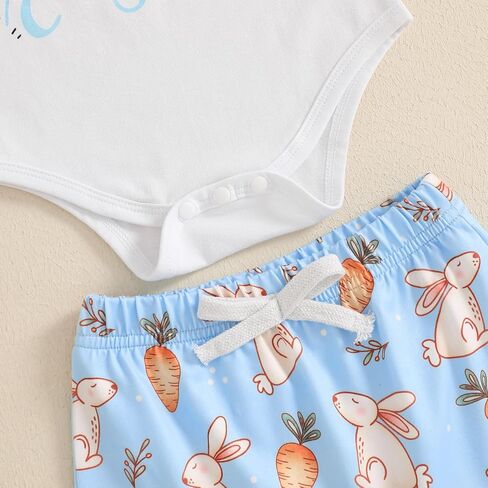 My 1st Easter Newborn Baby Boy Clothes Letter Rabbit Print Crewneck Romper Carrot Bunny Pants Set 3Pcs Spring Outfit in Kuwait