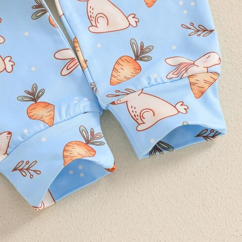 My 1st Easter Newborn Baby Boy Clothes Letter Rabbit Print Crewneck Romper Carrot Bunny Pants Set 3Pcs Spring Outfit in Kuwait
