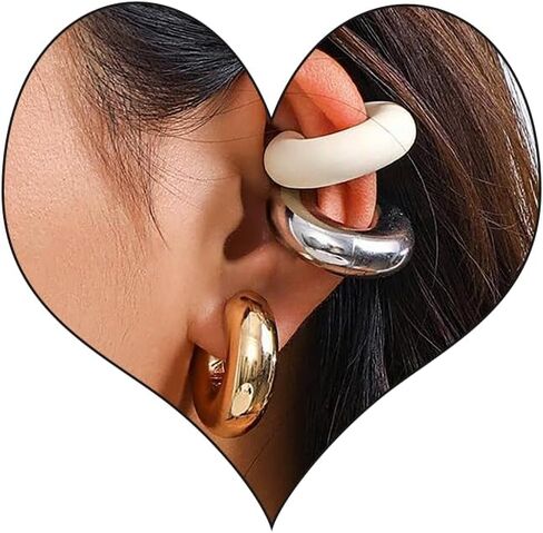 مجموعة 3-4 قطع من أصفاد الأذن المكتنزة للنساء، مجموعة أقراط عصرية غير مثقوبة بمشبك على شكل طوق من اللؤلؤ واللؤلؤ والأقراط العصرية البسيطة والمجوهرات in Kuwait