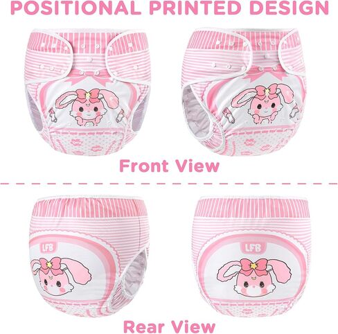 Littleforbig Washable Adjustable Reusable Waterproof Cloth Adult Diaper Wrap Cover - Baby Usagi Pattern L in Saudi Arabia