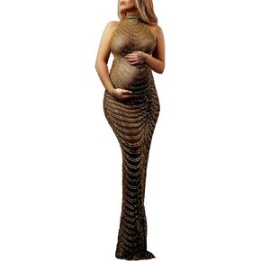 Dedysler Maternity Photography Dontless Sexy Sexy Shiny Rhinestone Photoshoot Dress for Baby Shower in Kuwait