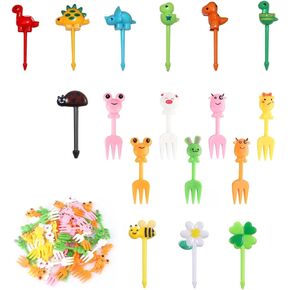 60 Pieces Plastic Animals Fruit Forks, 19 Typology Food Picks for Kids, Kids Toothpicks for Lunch, Kids Lunch Accessories Reusable for Party Afternoon Tea Birthday Party in Kuwait