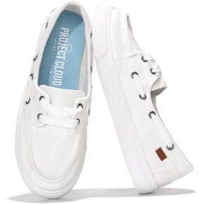 Project Cloud Sneakers for Women - Memory Foam Spring Shoes for Women Footwear - Slip-On Boat Shoes - Non Slip Fashion Sneakers - Lightweight Loafers (Seasalt)