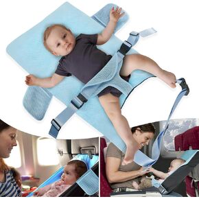 Toddler Airplane Bed for 1-12 Months Old Baby, Portable Toddler Bed, Baby Travel Essentials for Flying, Suitable for Airplanes (Blue)