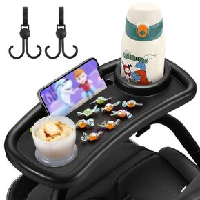 Zooawa Universal Stroller Snack Tray, Stroller Cup Holder Organizer Tray for Snacks, Stroller Accessories Stroller Tray Attachment Compatible with Uppababy,Baby Jogger,Britax,BOB Umbrella,Pet Stroller