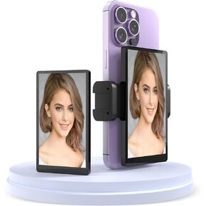 5" Phone Vlog Selfie Monitor Screen for iPhone with Bluetooth Remote - Low Latency HD Back Camera Mirroring with Magnetic Clip, Wireless & Wired Dual Mode for TikTok/YouTube Live Streaming (Black)