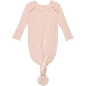 Posh Peanut Baby Knotted Gowns - Newborn Gowns For Girls, Baby Sleep Gown - Baby Girl Nightgowns (Sandy Blush Ribbed, 0-3 Months)