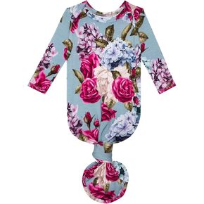Posh Peanut Newborn Knotted Baby Gowns 0-3 Months - Easy-Tie Hospital Outfit Viscose from Bamboo Sleepers for Baby Boy & Girl, Lacey