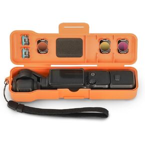 Travel Waterproof Case for Dji Osmo Pocket 3 Creator Combo Accessories, with 3 Magnetic Cpl/Nd Filter Storage Slots and 2 Storage Card Slots, with Wrist Strap (Black)