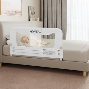 HOMEAL Bed Rail for Toddlers, 59in Swing Down Baby Bed Rail Guard, Toddler Bed Rails for King Size Beds, Twin, Full, Queen, Bed Guard Rail for Toddlers, Grey
