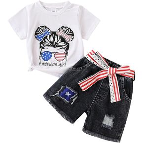 Toddler Kid Girl Outfits Clothes Floral Short Sleeve T-Shirt Top + Waist Pocketed Summer Short Sets 4-7T Girl Clothes