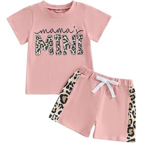 Kupretty Baby Girl Summer Clothes Toddler Outfit Letters Crewneck T-Shirt Shirts Tee Tops + Patched Shorts Set