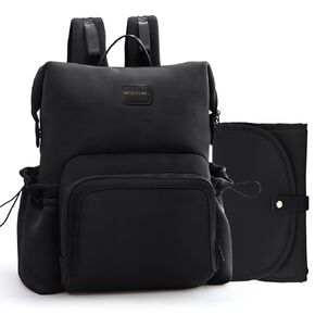 miss fong Diaper Bag Backpack - Baby Diaper Bag Neoprene Bag Large Capacity Neoprene Backpack with Diaper Changing Pad Travel Diaper Backpack Baby Backpack with 12 Pockets for Mom & Dad -Brown