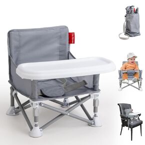 Portable 3-in-1 Baby Booster Seat – Cozy Floor Seat, Feeding Seat with Tray, Toddler Booster – Compact, Foldable, Safe with Child Safety Belt Carry Bag – Perfect for Travel & Family Time