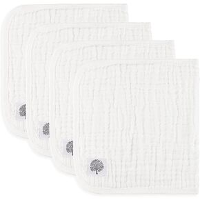 Parker Baby Muslin Burp Cloths | 100% Cotton Burping Clothes, Newborn Essential | Must-Have Baby Registry, Modern and Trendy Colors | 20"x11" Unisex Large Baby Burp Cloths, 4-Pack Gray Set