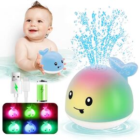 Toddla Whale Bath Toy Sprinkler - Light Up Bath Toys for Kids Ages 1-3 | Infant Baby Toys 6-12-18 Months | Toddler Bathtub Pool Water Table Toys | 1 2 3 Year Boys Girls Gifts | 1st Birthday Gifts