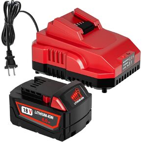 LP 18V 6.0Ah Battery and Charger Compatible with Milwaukee M-18 Batteries 48-11-1820 48-11-1830 48-1840 48-11-1850 48-11-1860 Cordless Power Tools 18V Lithium Ion Battery