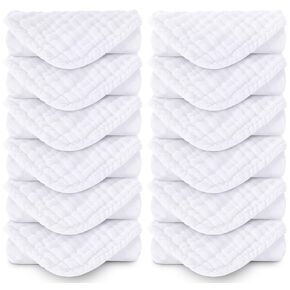 MOON PARK Baby Washcloths, 12 Pack - 12x12 Inches, Small Burp Cloths and Baby Wipes - 100% Cotton Muslin Ultra Soft for Newborn, Infant and Toddlers - Brown, Honey and Bean Paste Series