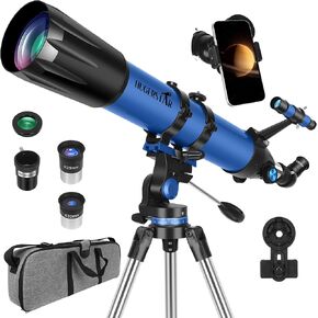 Telescope, Telescope for Adults High Powered, 90mm Aperture 800mm Professional Refractor Telescopes for Adults Astronomy Beginners with AZ Mount Stainless Tripod, Carry Bag and Moon Filter