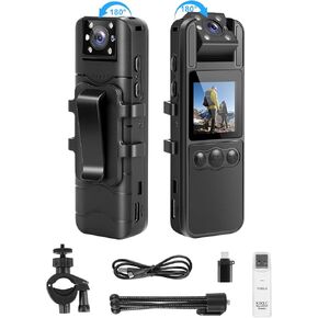 SPIKECAM 64GB Computer-Free Body Cameras with Audio and Video Recording, 6 Hrs 1080P Personal Small Bodycam with Photo, Night Vision, SOS Sound, Wearable Body Cam for Security, Running, Biking