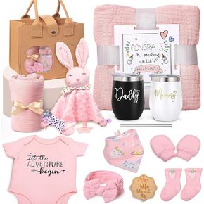 New Mom Gifts for Women, Pregnancy Gift for New Parents Gender Reveal Gifts with Mom and Dad Tumbler Set for First Time Moms