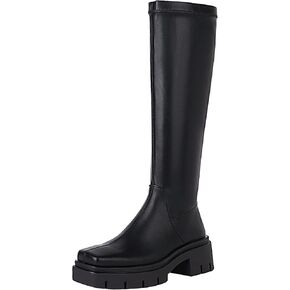 vivianly Women's Fashion Knee High Boots Chunky Block Heel Square Toe Zipper Long Boot