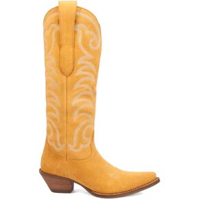 Dingo Womens Movin' On Embroidered Snip Toe Casual Boots Knee High Low Heel 1-2" - Brown