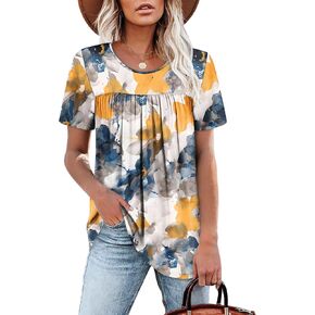 قمم Wiholl Tops بأكمام قصيرة t ercts مطاطية ملابس غير رسمية ملابس صيفية من الملابس الصيفية ملابس فضفاضة ملائمة