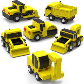 Tub Works® Construction™ Trucks Mold Free Bath Toys, 6 Pack | Sealed, No Hole Bath Toys Design Keeps Moisture Out | Soft, Squeezable & Float on Water | Baby & Toddler Bath Toys | Kids Car Bath Toys