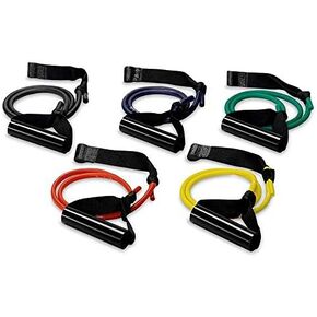 ExerBand 5 ft. Single Strand Bilateral Resistance Tubing for Exercise, Rehab, Physical Therapy, and Stretching - Compatible with Web Slide/PrePak Products, 5 Pack