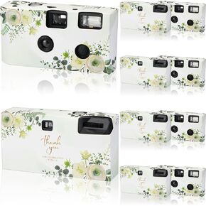 Kanayu 10 Pack Disposable Camera for Wedding Floral 35mm Single Use Film Camera with Flash One Time Use Camera for Anniversary Concert Travel Camp Party Supply Gift Honeymoon(Blue Poppy)
