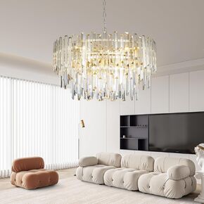 God Modern Top K9 Crystal Chandelier Lighting Fixture, 8 Lights Round K9 Crystal Adjustable Hanging Lamp for Dining Room Bedroom Living Room,Hallway,Bar,Kitchen W24'