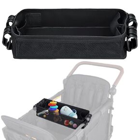 Stroller Snack Tray for Wonderfold Wagon - Upgraded with Extra Thick Base, Waterproof Faux Leather Sides & Side Mesh Pockets for Added Durability (W2 Series Thickened)